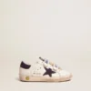 Old School Young aus weissem Leder mit blauem Stern aus Wildleder und Fersenlasche