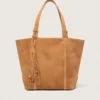 24/7-Tasche aus kamelfarbenem Wildleder mit Fransen