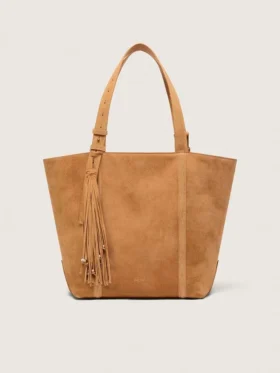 24/7-Tasche aus kamelfarbenem Wildleder mit Fransen