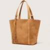 24/7-Tasche aus kamelfarbenem Wildleder mit Fransen