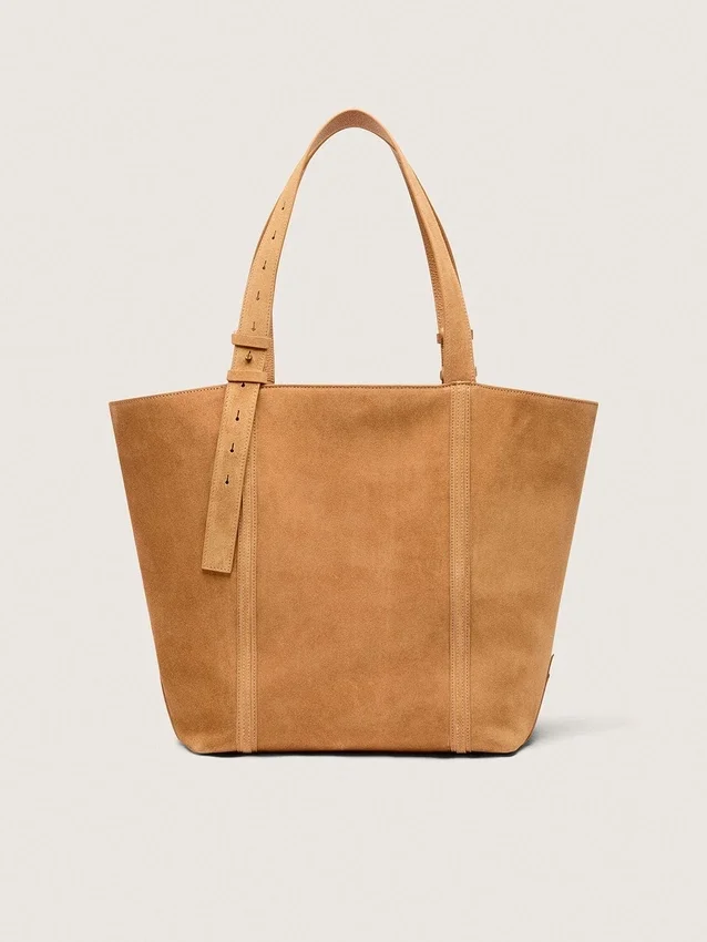24/7-Tasche aus kamelfarbenem Wildleder mit Fransen
