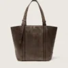 24/7-Tasche East-West-Look aus dunkelbraunem Leder im Used-Look