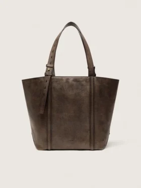 24/7-Tasche East-West-Look aus dunkelbraunem Leder im Used-Look