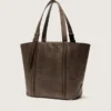 24/7-Tasche East-West-Look aus dunkelbraunem Leder im Used-Look