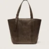 24/7-Tasche East-West-Look aus dunkelbraunem Leder im Used-Look