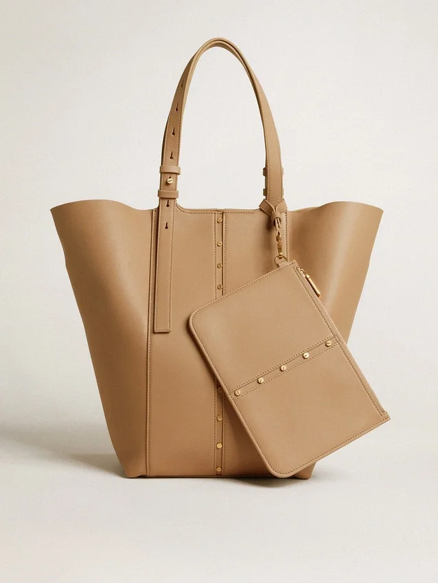24/7-Tasche North South aus cappuccinofarbenem Leder mit verstellbaren Trägern