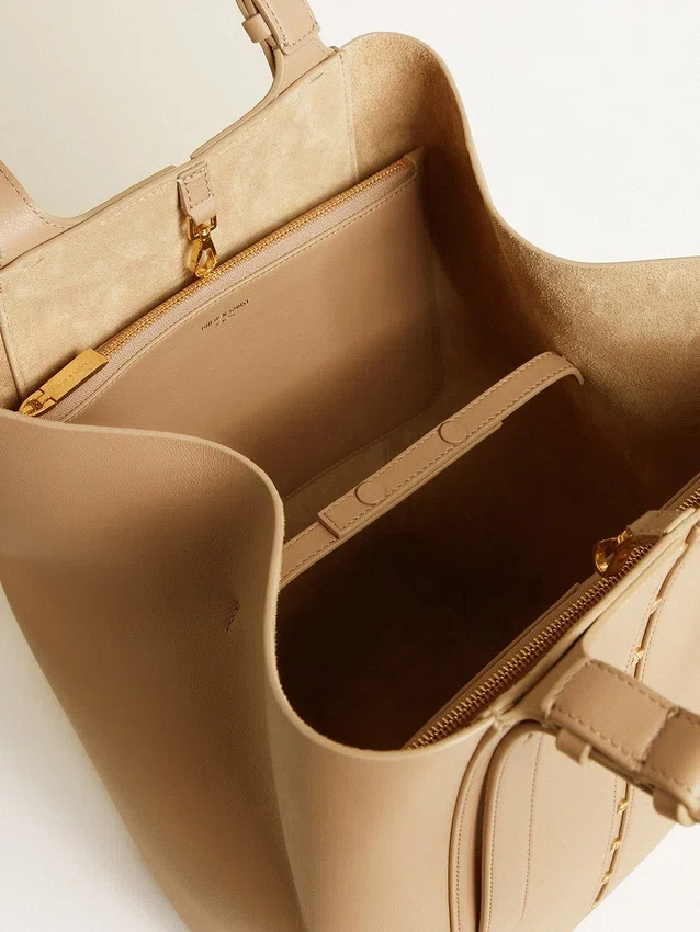 24/7-Tasche North South aus cappuccinofarbenem Leder mit verstellbaren Trägern