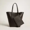 24/7-Tasche «North South» aus schwarzem Leder mit verstellbaren Trägern