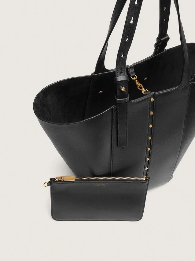 24/7-Tasche «North South» aus schwarzem Leder mit verstellbaren Trägern