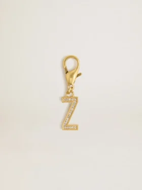 Anhänger in Form des Buchstabens Z aus goldfarbenem Messing mit Kristallen