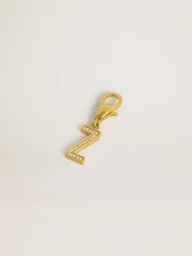 Anhänger in Form des Buchstabens Z aus goldfarbenem Messing mit Kristallen