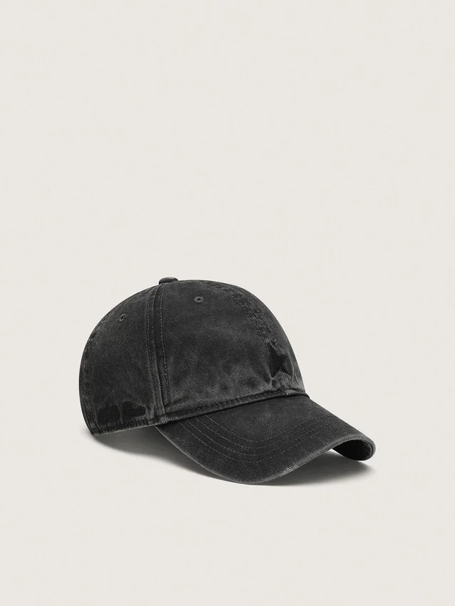 Anthrazitfarbene Baseballkappe mit Ton-in-Ton gesticktem Stern