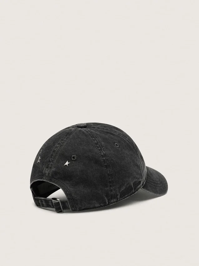 Anthrazitfarbene Baseballkappe mit Ton-in-Ton gesticktem Stern