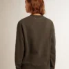 Anthrazitgraues Damen-Sweatshirt mit Kristallen