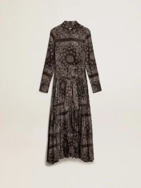 Anthrazitgraues Hemdkleid mit Paisley-Print