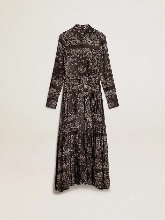 Anthrazitgraues Hemdkleid mit Paisley-Print