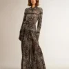 Anthrazitgraues Hemdkleid mit Paisley-Print