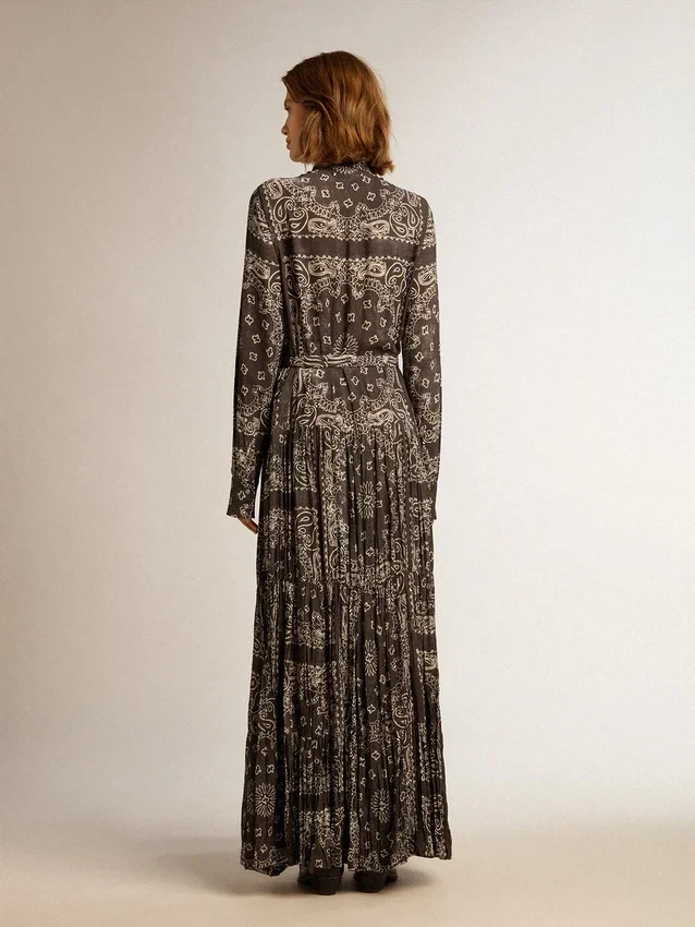 Anthrazitgraues Hemdkleid mit Paisley-Print