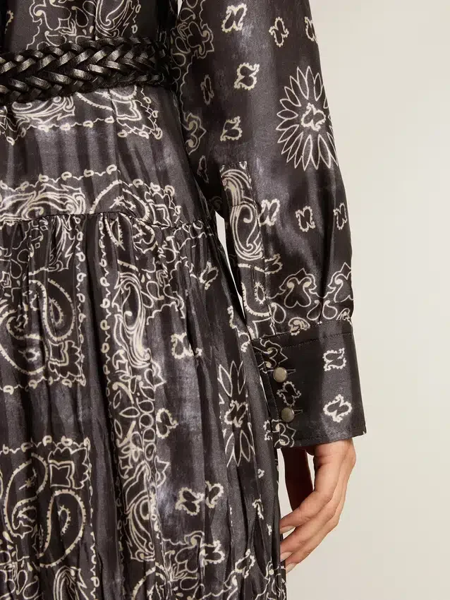 Anthrazitgraues Hemdkleid mit Paisley-Print