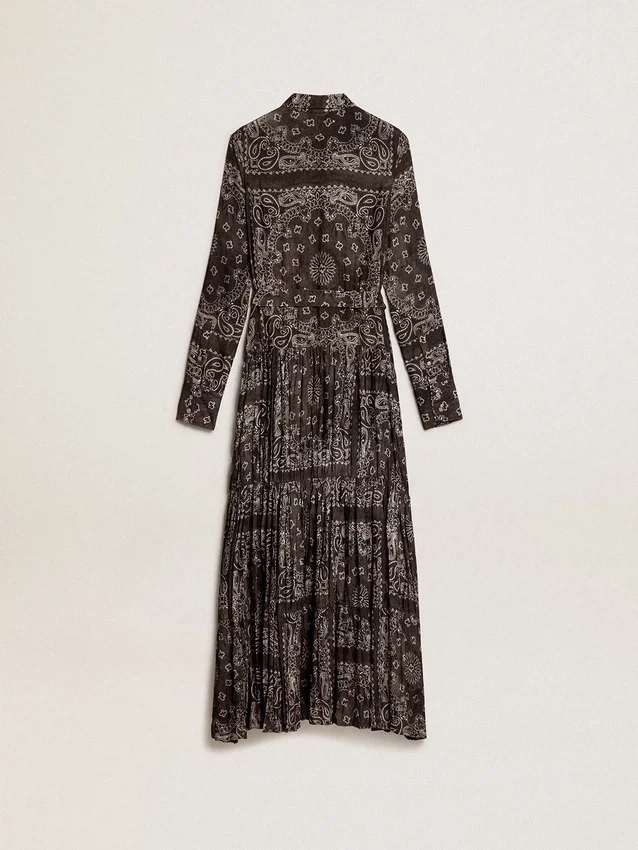 Anthrazitgraues Hemdkleid mit Paisley-Print