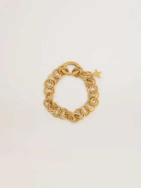 Antikgoldfarbenes, gewebtes Kettenarmband mit sternförmigem Verschluss