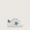 Baby Old School aus weissem Leder mit einem Stern aus denimblauem Wildleder