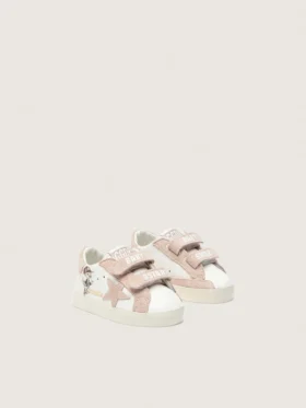 Baby School aus Nappa mit rosa Stern aus Wildleder und Maskottchen-Print