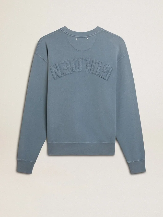 Babyblaues Sweatshirt mit umgekehrtem Logo auf dem Rücken – Jersey Capsule
