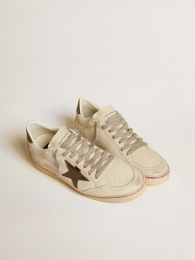 Ball Star aus Mesh und Leder mit Stern aus Metallic-Leder und Fersenlasche