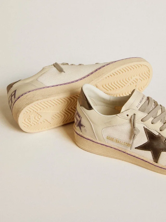 Ball Star aus Mesh und Leder mit Stern aus Metallic-Leder und Fersenlasche