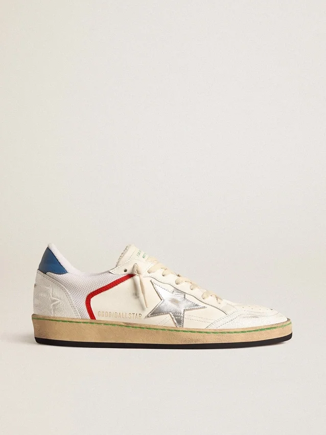 Ball Star aus Nappa und Mesh mit silbernem Metallic-Lederstern