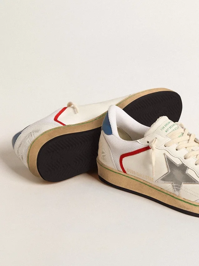 Ball Star aus Nappa und Mesh mit silbernem Metallic-Lederstern