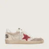 Ball Star aus Nylon und weissem Mesh mit rotem Nylonstern und weisser Fersenlasche aus Leder