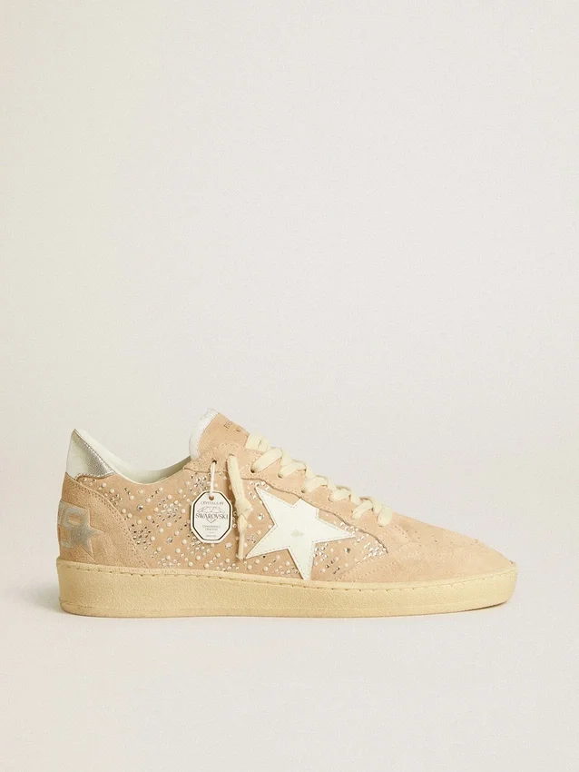 Ball Star aus Wildleder und Swarovski-Kristallen mit Lederstern und metallischer Fersenlasche