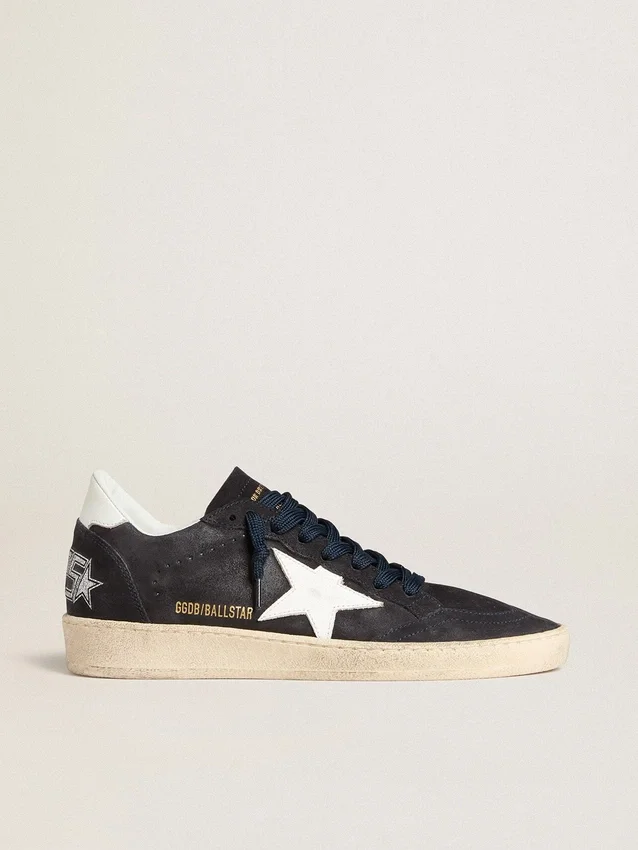 Ball Star für Damen aus dunkelblauem Wildleder mit Lederstern und Fersenlasche