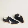 Ball Star für Damen aus dunkelblauem Wildleder mit Lederstern und Fersenlasche