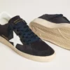 Ball Star für Damen aus dunkelblauem Wildleder mit Lederstern und Fersenlasche