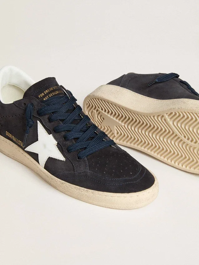 Ball Star für Damen aus dunkelblauem Wildleder mit Lederstern und Fersenlasche