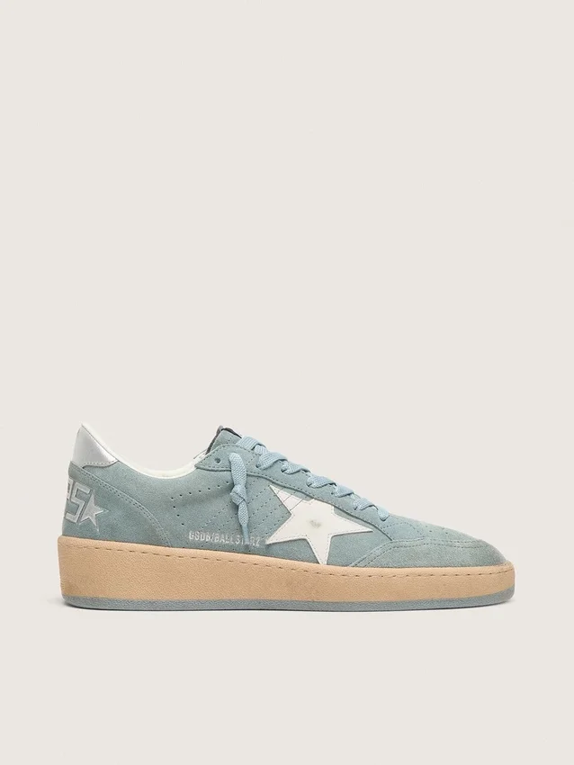 Ball Star für Damen aus hellblauem Wildleder mit weissem Stern
