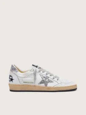 Ball Star für Damen aus Nappa mit silbernem Glitzerstern und Fersenlasche