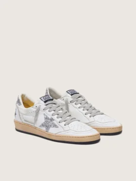 Ball Star für Damen aus Nappa mit silbernem Glitzerstern und Fersenlasche