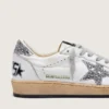 Ball Star für Damen aus Nappa mit silbernem Glitzerstern und Fersenlasche