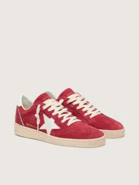 Ball Star für Damen aus rotem Wildleder mit weissem Lederstern und Fersenlasche