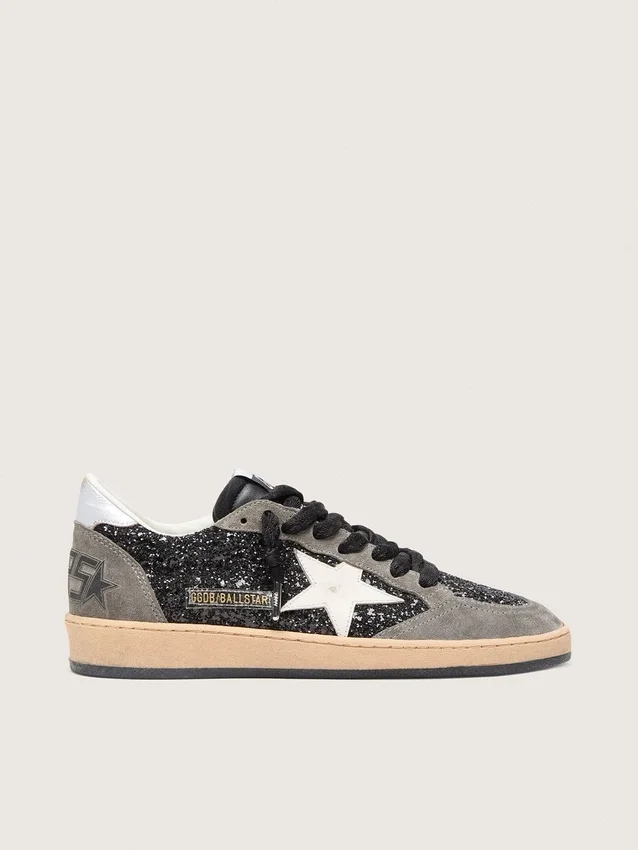 Ball Star für Damen in Glitzeroptik mit Lederstern und Fersenlasche aus Metallic-Leder
