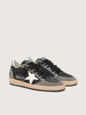 Ball Star für Damen in Glitzeroptik mit Lederstern und Fersenlasche aus Metallic-Leder