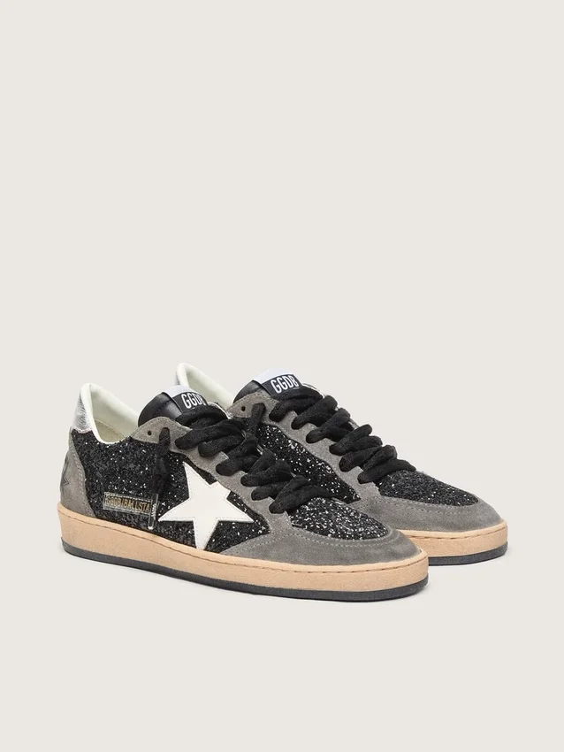 Ball Star für Damen in Glitzeroptik mit Lederstern und Fersenlasche aus Metallic-Leder
