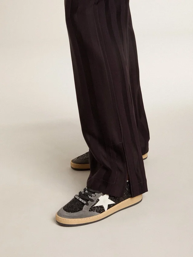 Ball Star für Damen in Glitzeroptik mit Lederstern und Fersenlasche aus Metallic-Leder