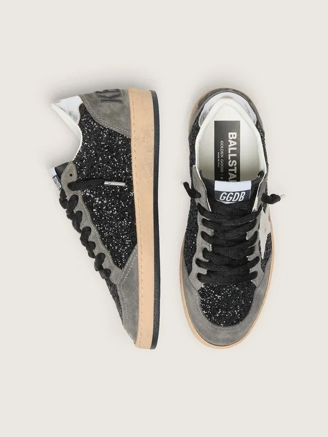Ball Star für Damen in Glitzeroptik mit Lederstern und Fersenlasche aus Metallic-Leder