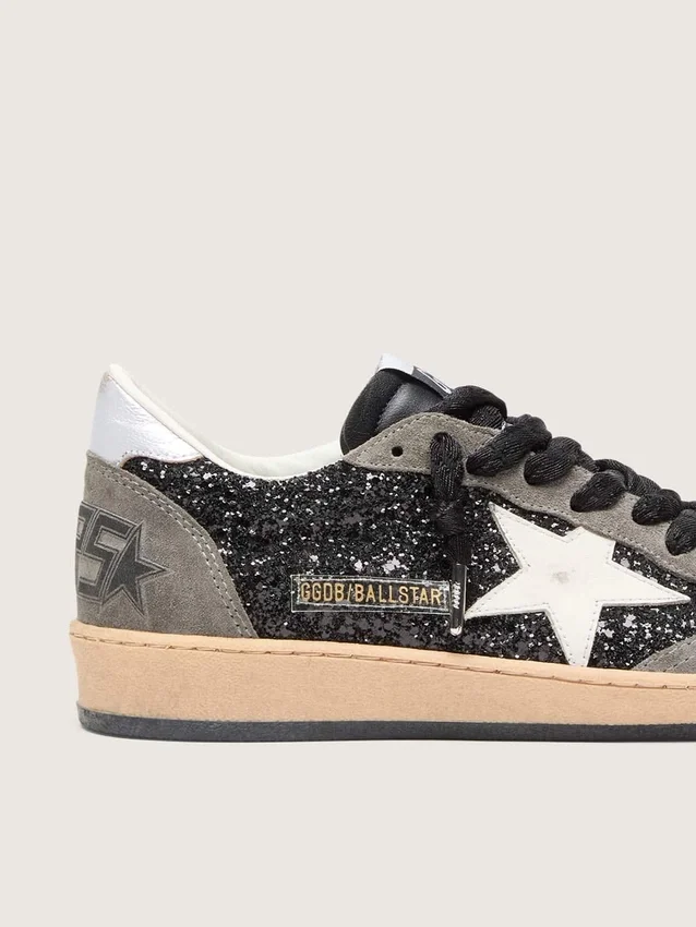 Ball Star für Damen in Glitzeroptik mit Lederstern und Fersenlasche aus Metallic-Leder