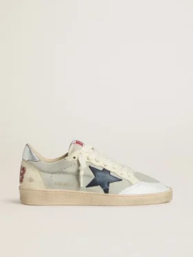 Ball Star für Herren aus grauem Wildleder mit blauem Nubuk-Stern und Fersenlasche aus laminiertem Leder